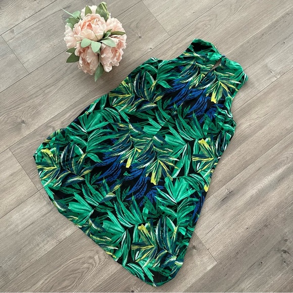 New Calvin Klein Tropical Leaves Shift Dress - Picture 3 of 6